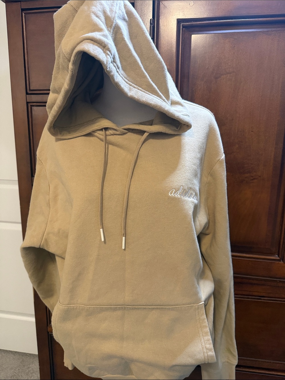Adidas Tan Hoodie with Drawstring Hood